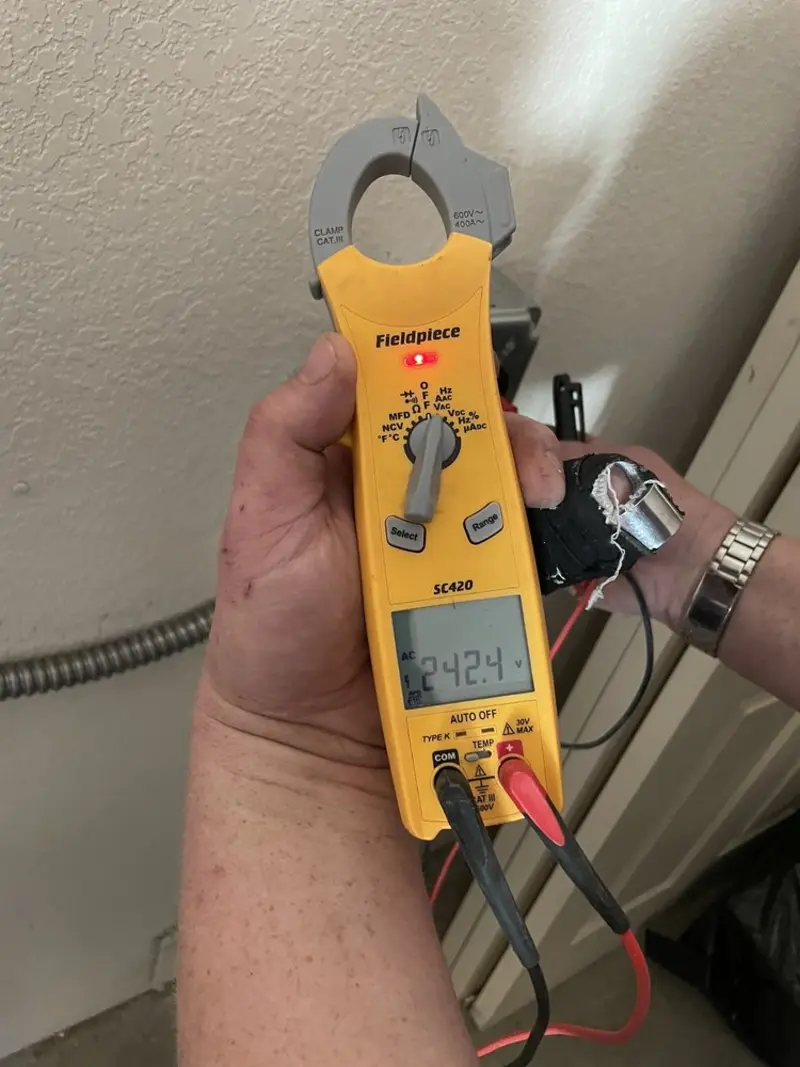 Voltage testing with clamp meter during Generator Installation in Bethlehem
